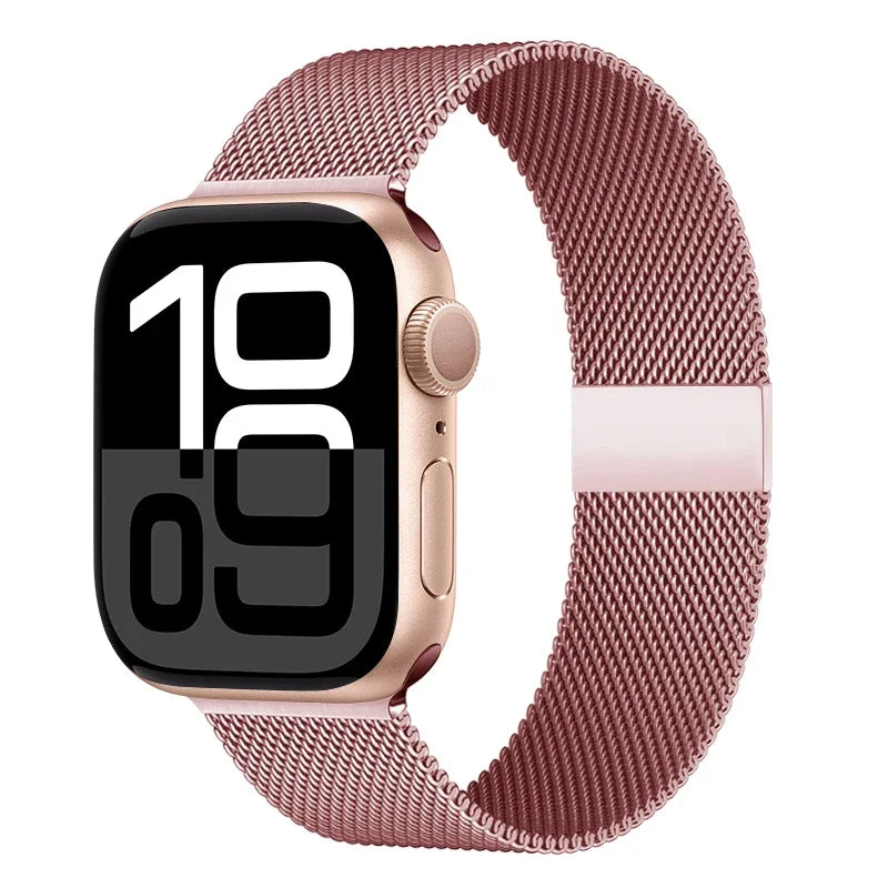 Mediolański pasek do zegarka z siatki ze stali nierdzewnej, regulowany, z magnetycznym zapięciem, do smartwatcha 38–49 mm, akcesorium na nadgarstek | Sansoti