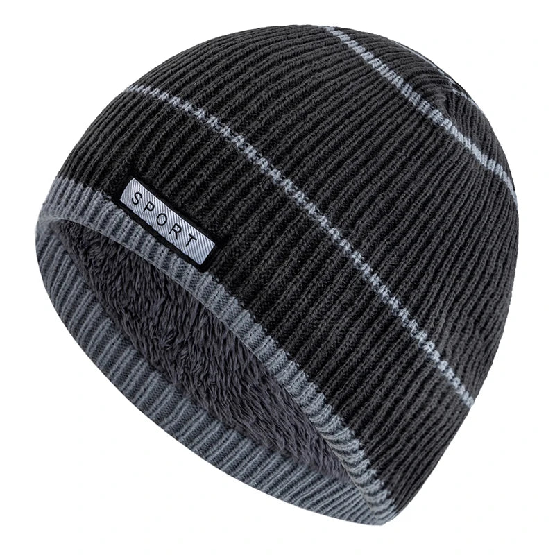 Unisex-Strickmütze für den Winter mit weichem Futter, gestreiftem Muster, warm und bequem für Damen und Herren Outdoor | Sansoti