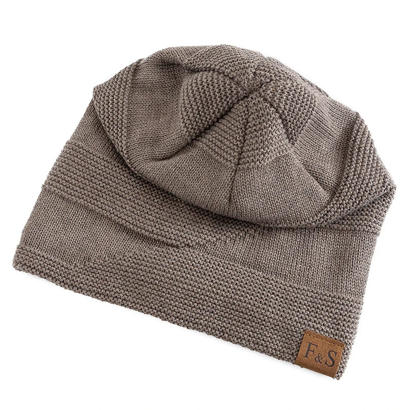 Gestrickte Slouchy-Beanie-Wintermütze mit Fleecefutter, Unisex, lässige Streetwear, für Erwachsene, Kopfumfang 56-60cm | Sansoti