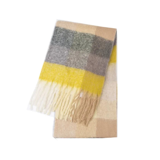 Zachte Kasjmier Sjaal Kleurrijk Regenboogpatroon 38x230cm Winterwarm Nekdoek Schouderwrap Dames Accessoire | Sansoti