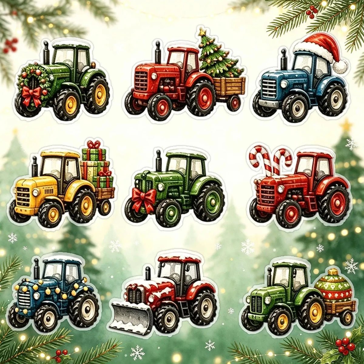 Adventskalender Tractor Acryl 24 Dagen Kerstdecoratie Hangend Ornament Boerderij Thema Kinderkamer Feestelijk | Sansoti