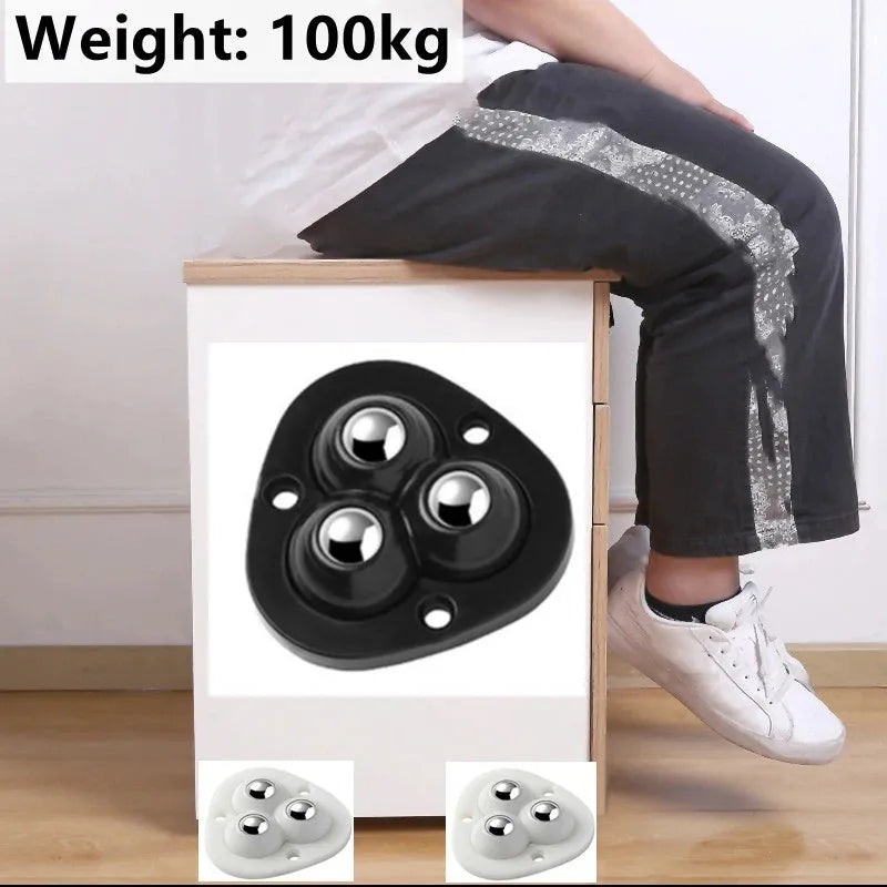 Möbelrollen, 360 Grad, 4er-Set, Tragfähigkeit 100 kg, ABS-Kunststoff, rostfreie Stahlkugellager, Schwarz oder Weiß | Sansoti