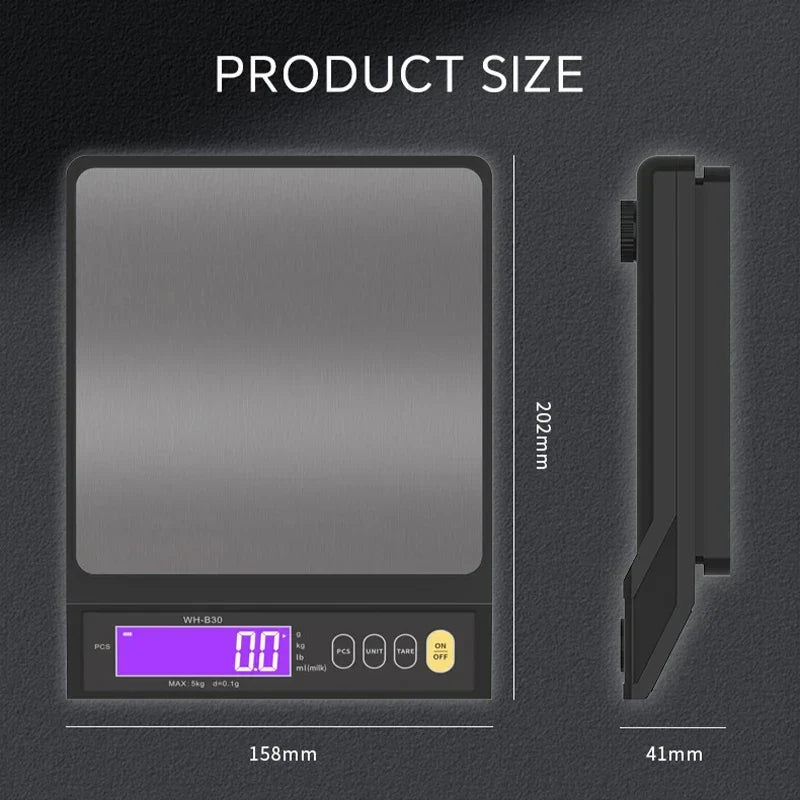 Digital Kitchen Scale Stainless Steel Waterproof 10kg Precision Baking Cooking Portioning Rechargeable LCD Display | Sansoti