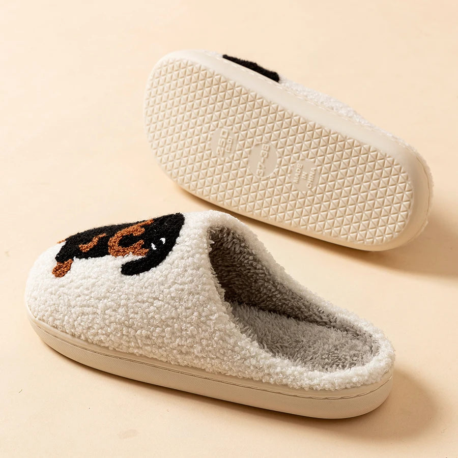 Teckel Pantoffels Dames Wit – Zachte Pluche Huisslippers Winter Indoor Antislip Warmvoering Comfortabel | Sansoti