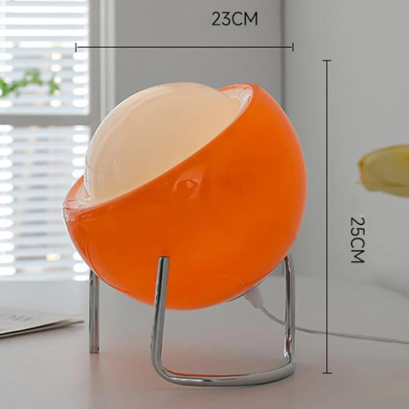 Glaskugelförmige Tischlampe LED Orange Retro Schlafzimmer Wohnzimmer Nachttisch Schreibtischlampe Bauhaus Nordic Stimmungslicht Dekorativ | Sansoti