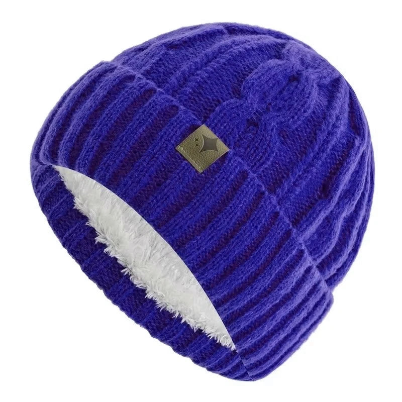 Gestrickte Wintermütze Unisex weiche Acryl-Beanie mit Sternmuster warme Kopfbedeckung 56-60cm Casual Outdoor | Sansoti