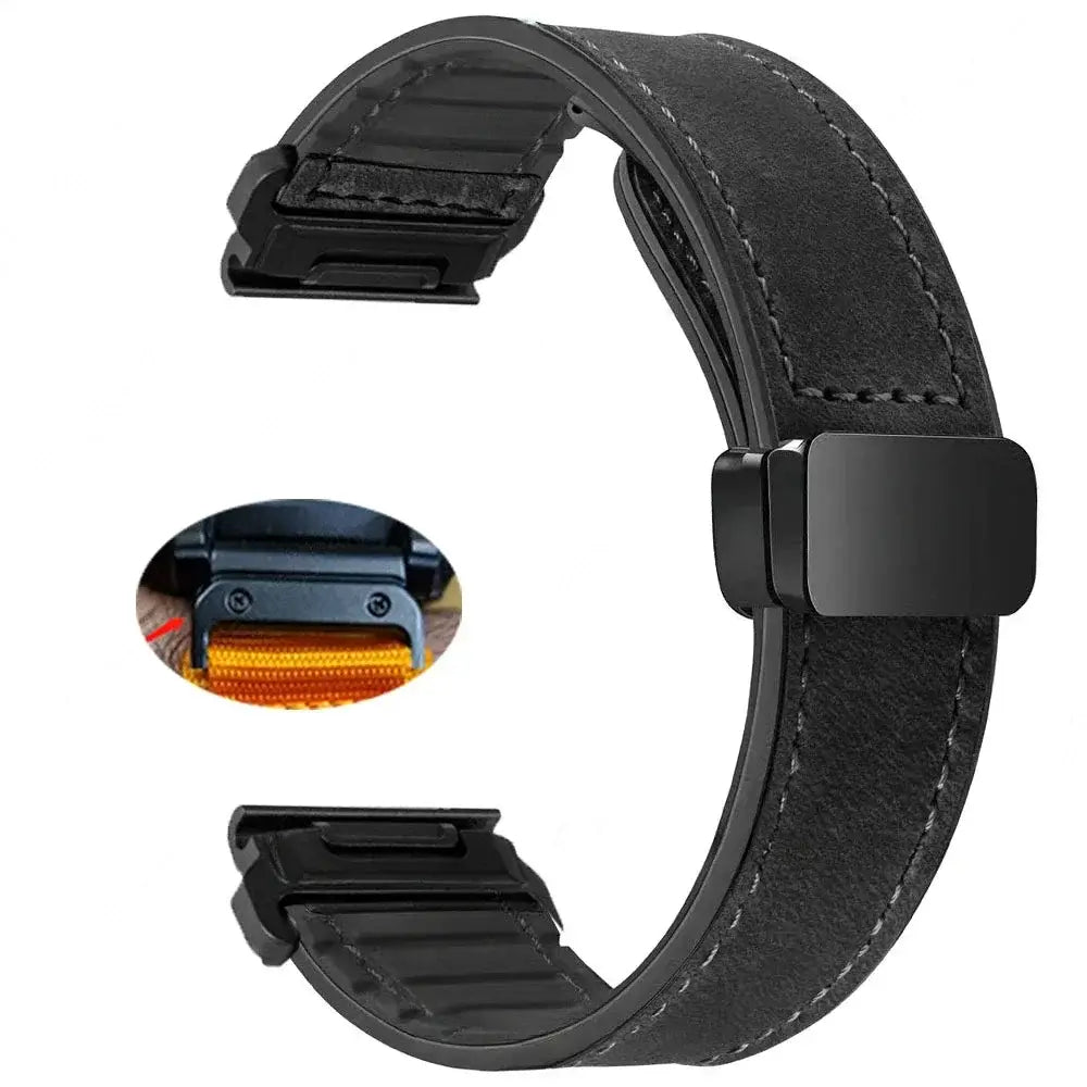 Leather Smartwatch Band with Magnetic Closure Quick-Release System 20mm 22mm 26mm Wristband Universal | Sansoti