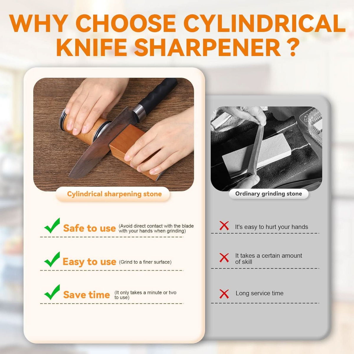 Professional Knife Sharpener with Diamond Sharpening Roller – For Precise and Sharp Results | Sansoti