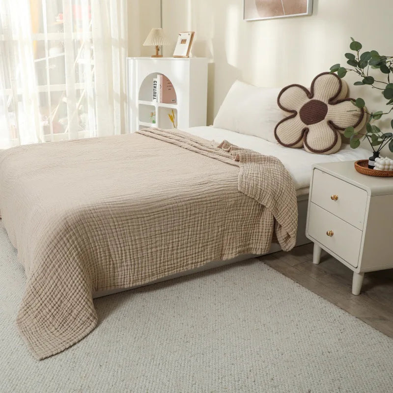 Plaid en mousseline 6 épaisseurs 100 % coton Doux Respirant Léger pour chambre à coucher canapé sofa voyage | Sansoti