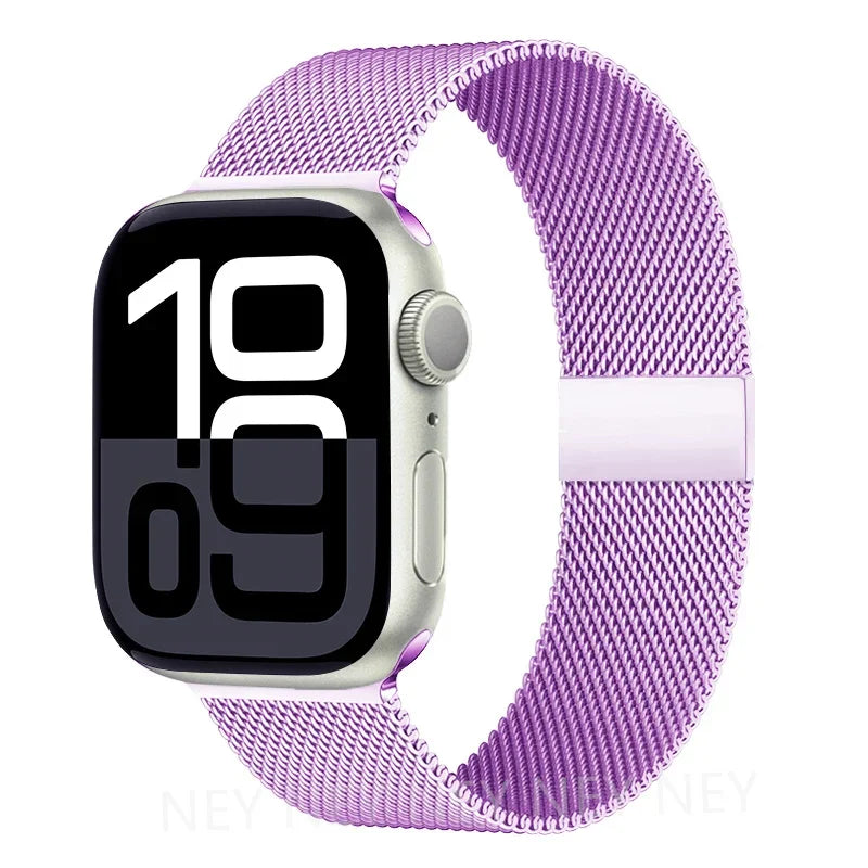 Mediolański pasek do zegarka z siatki ze stali nierdzewnej, regulowany, z magnetycznym zapięciem, do smartwatcha 38–49 mm, akcesorium na nadgarstek | Sansoti