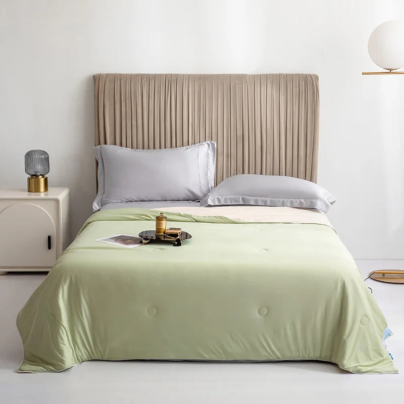 Cooling Blanket Ice Silk Double-sided 150x200cm 200x230cm Summer Cooling Blanket Lightweight Breathable Bedroom Temperature Regulating Quilt | Sansoti