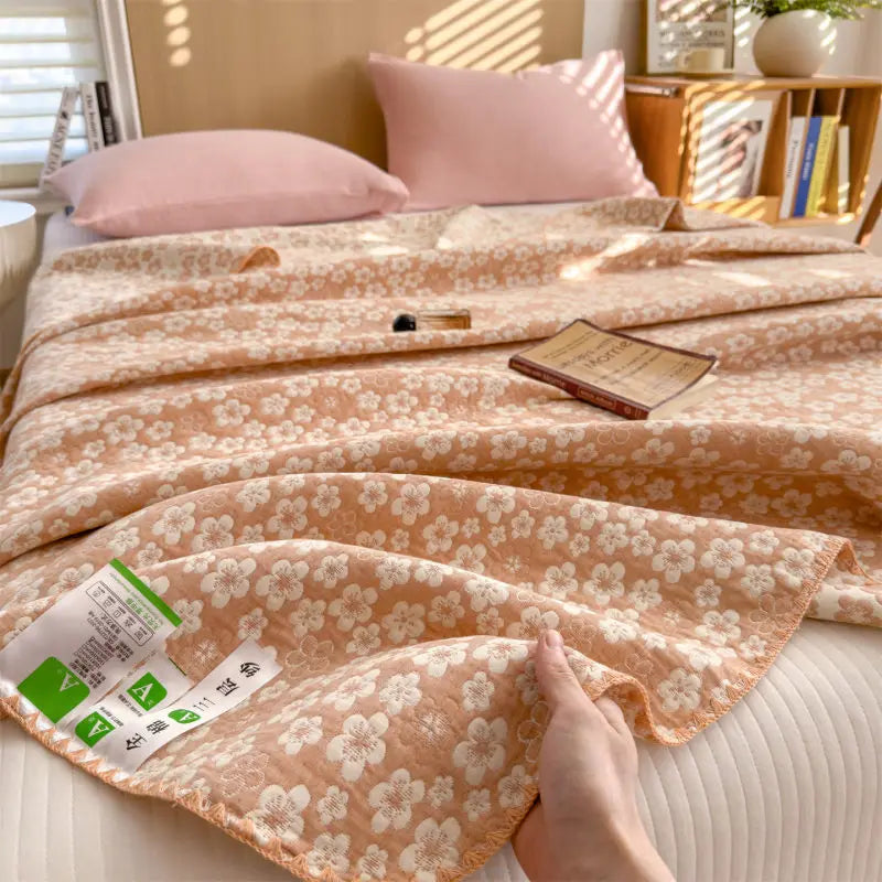 Three-Layer Muslin Throw Pure Cotton Breathable Soft Striped Blanket Living Room Bedroom Sofa Decorative | Sansoti