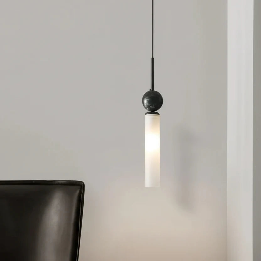 Hanglamp Marmer Buis Cilinder Zwart Goud Warm Koud Licht Design Verlichting Eetkamer Slaapkamer Woonkamer | Sansoti