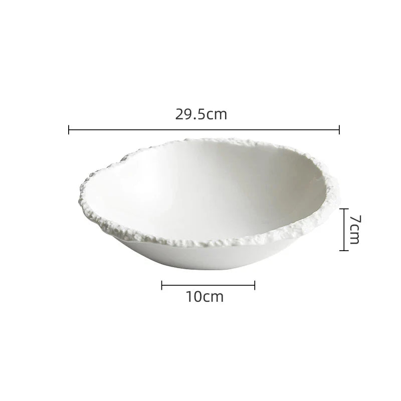 Ceramic Serving Bowl Rustic Natural Design for Salad and Warm Dishes | Sansoti