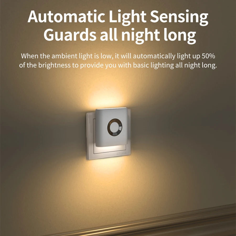 LED Wall Lamp Socket Motion Sensor 5.8G Radar Warm White Bedroom Hallway Toilet Night Light Automatic Sensor Nightlight Plug-in | Sansoti