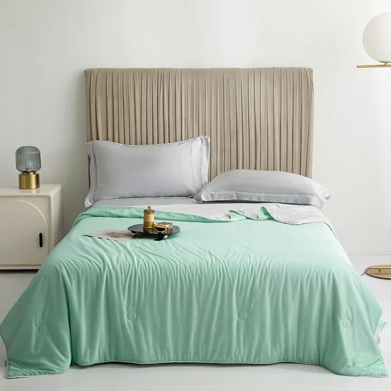 Cooling Blanket Ice Silk Double-sided 150x200cm 200x230cm Summer Cooling Blanket Lightweight Breathable Bedroom Temperature Regulating Quilt | Sansoti