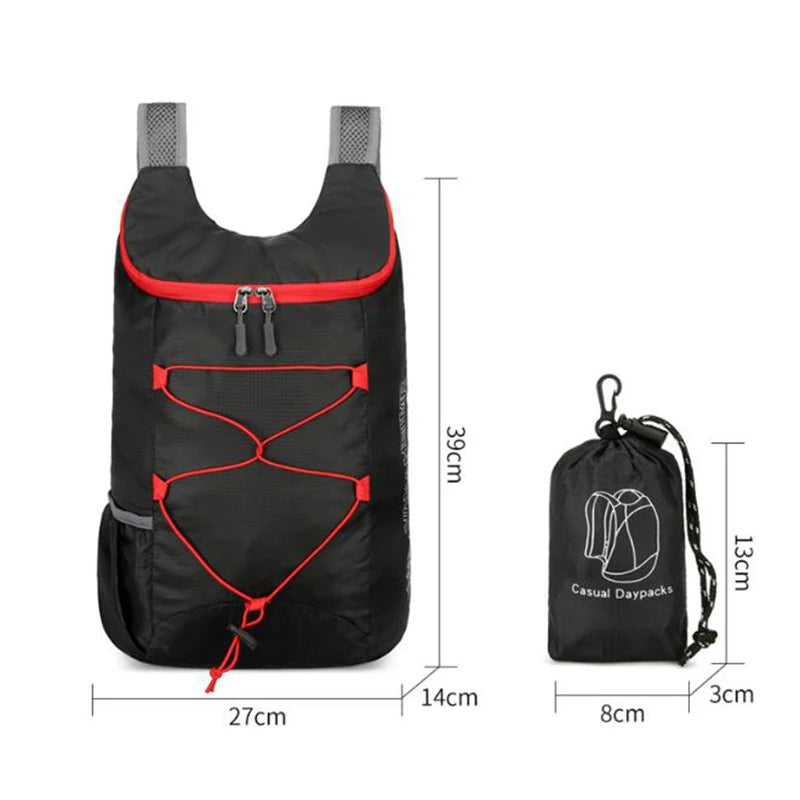 Sac à dos pliable 20 L étanche en polyester noir gris bleu vert orange pour la randonnée, le camping et les voyages | Sansoti