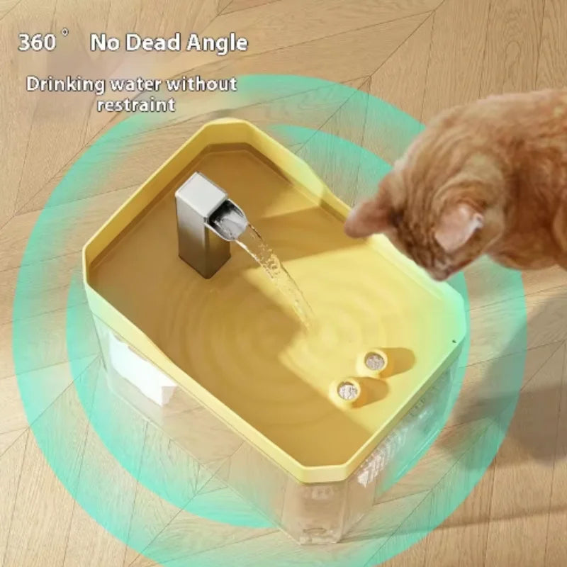 Katzen-Trinkbrunnen mit Zirkulationssystem & Filter Transparent Grau Weiß 1,5L für optimale Flüssigkeitsversorgung von Katzen | Sansoti