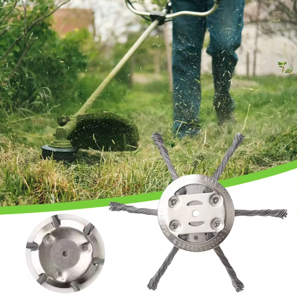Steel Weed Brush for Trimmer Universal | Powerful Garden Brush for Hardwood Stones | Professional Trimmer Attachment for Grass Moss Weeds | Durable Weed Remover for Tiller | Sansoti
