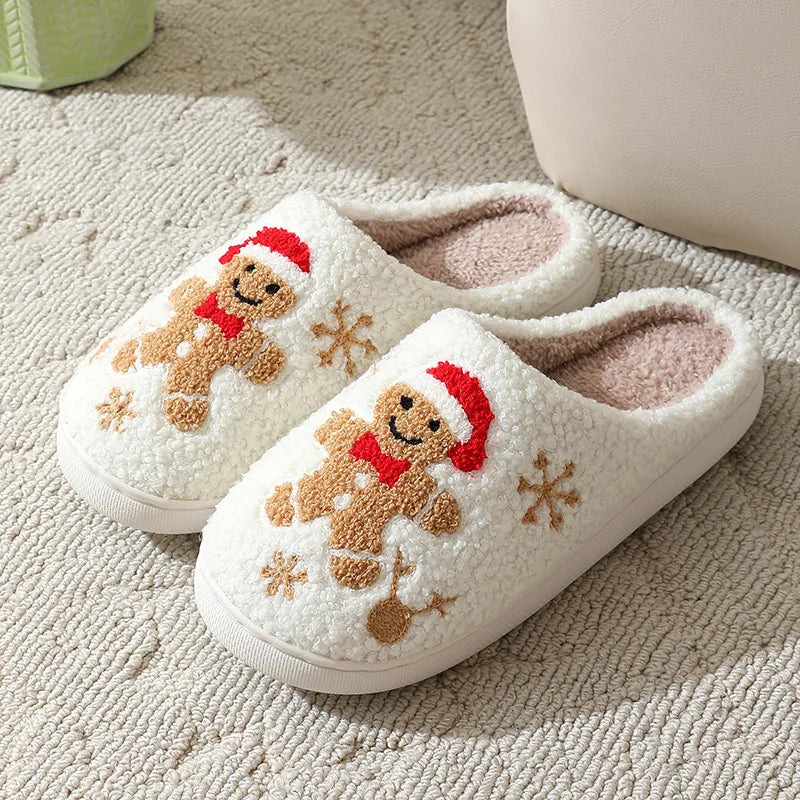 Festliche Hausschuhe mit Weihnachtsmotiv, Winterwärme, rutschfeste Pantoffeln, bequem für Damen und Herren | Sansoti