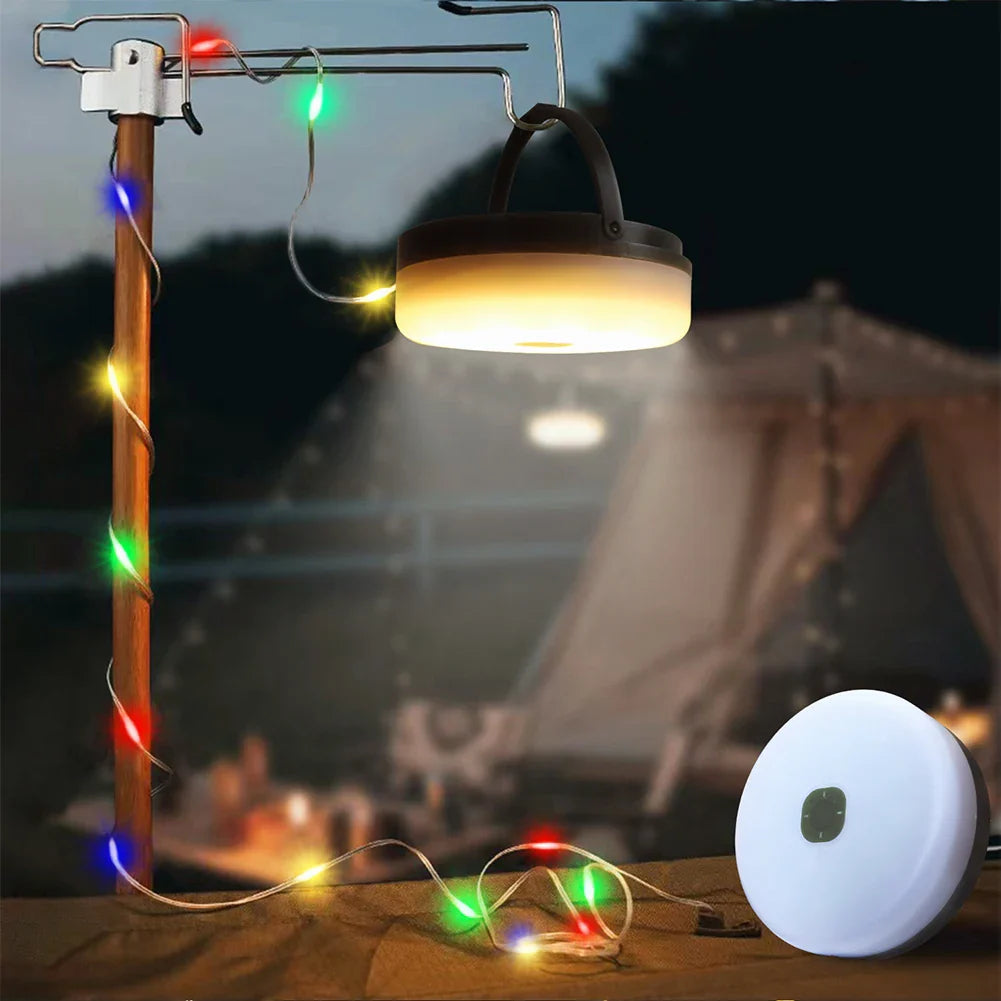 Tragbare Campinglampe mit Solarenergie und Powerbank – wasserdichte LED-Lampe mit Lichterkette für Outdoor & Camping | Sansoti
