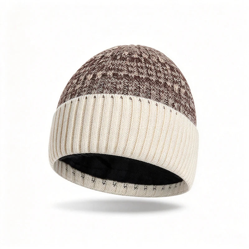 Knitted Winter Hat for Men with Fleece Lining, Ribbed Beanie, Thermal Warmth, Ski Hat for Outdoor Activities | Sansoti
