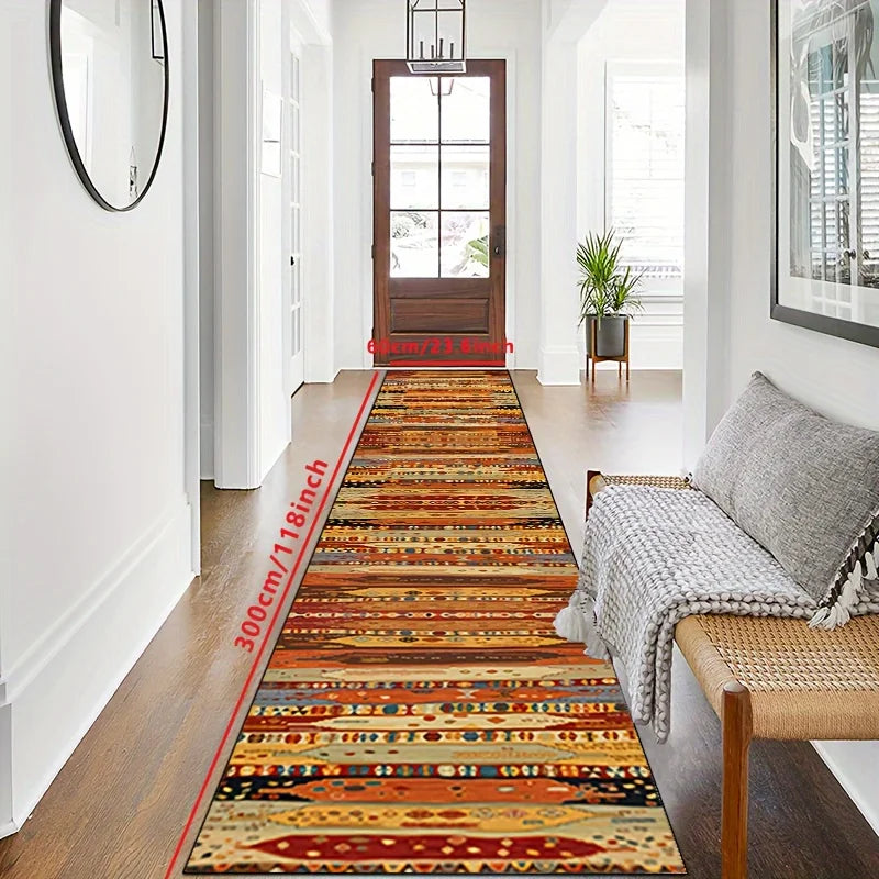 Bohemian runner rug for hallway, corridor, kitchen, bedroom, polyester non-slip waterproof living room decorative rug | Sansoti