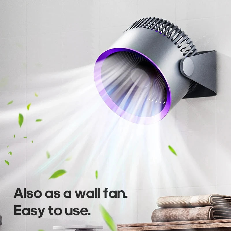 Wireless Circulation Fan 4000mAh Rechargeable Wall Mount No Drilling Quiet Desk Bathroom Bedroom Air Circulation | Sansoti