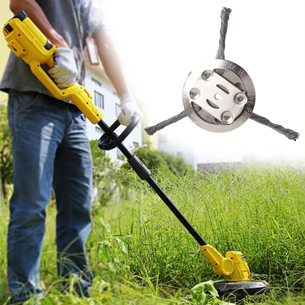 Steel Weed Brush for Trimmer Universal | Powerful Garden Brush for Hardwood Stones | Professional Trimmer Attachment for Grass Moss Weeds | Durable Weed Remover for Tiller | Sansoti