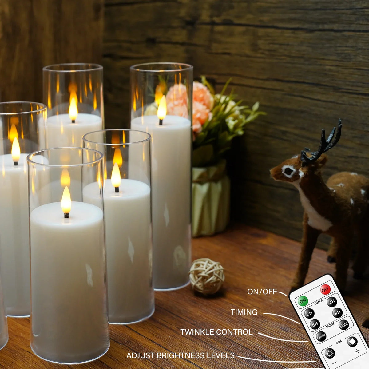 Flammenlose LED-Kerzenset 9 Stück Acryl Flackerlicht Stimmungslicht Dekoration Timer Fernbedienung | Sansoti