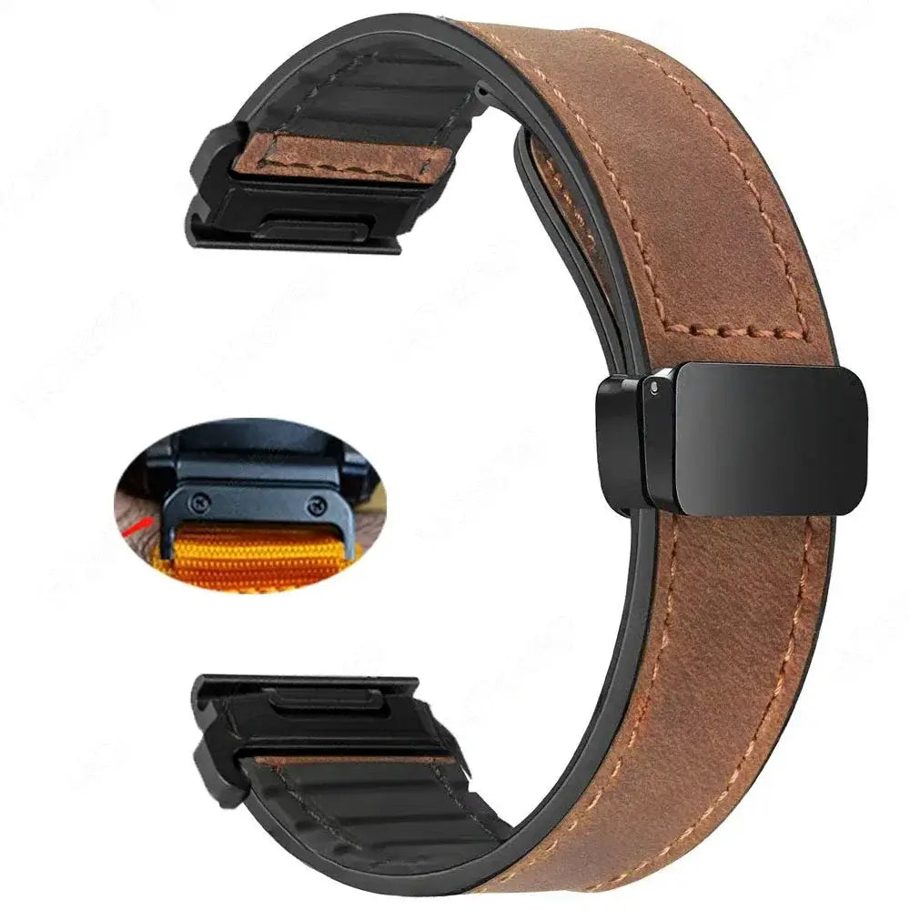 Leather Smartwatch Band with Magnetic Closure Quick-Release System 20mm 22mm 26mm Wristband Universal | Sansoti