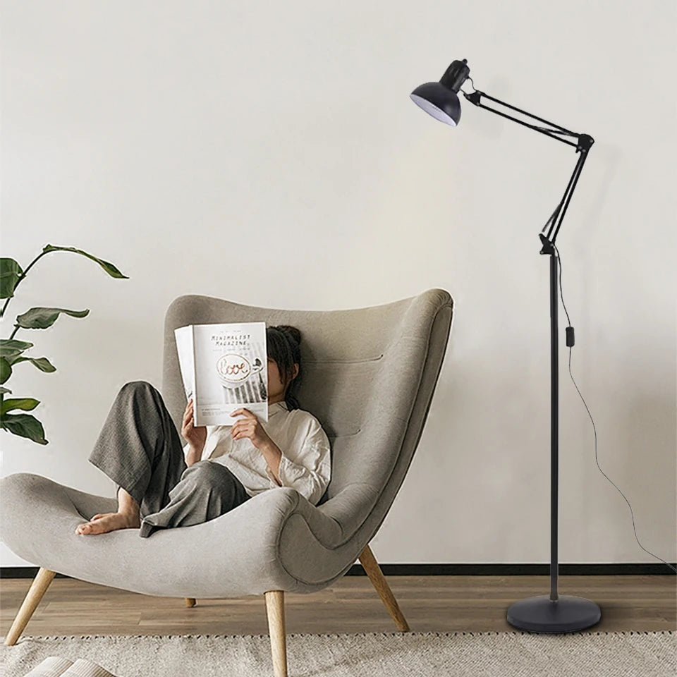 Floor Lamp Adjustable With RGB Lamp Dimmable Reading Lamp Black With Swivel Arm E27 | Sansoti