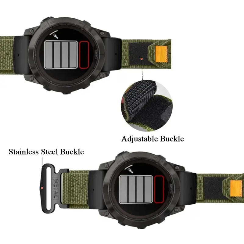 Nylon Hook-and-Loop Watch Band with Adjustable Closure for Smartwatch 22mm 26mm Premium Breathable Sporty | Sansoti