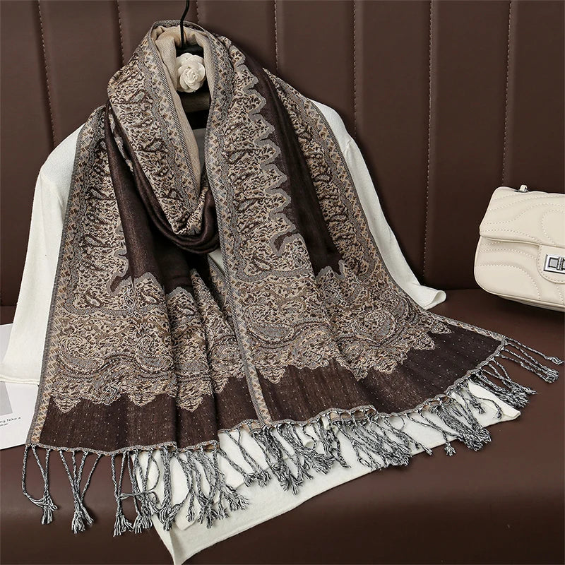 Pashmina Omslagdoek Kasjmier-look Dames 70x190cm Zachte Wintersjaal Vier Seizoenen Warm Foulard Elegante Sjaal | Sansoti