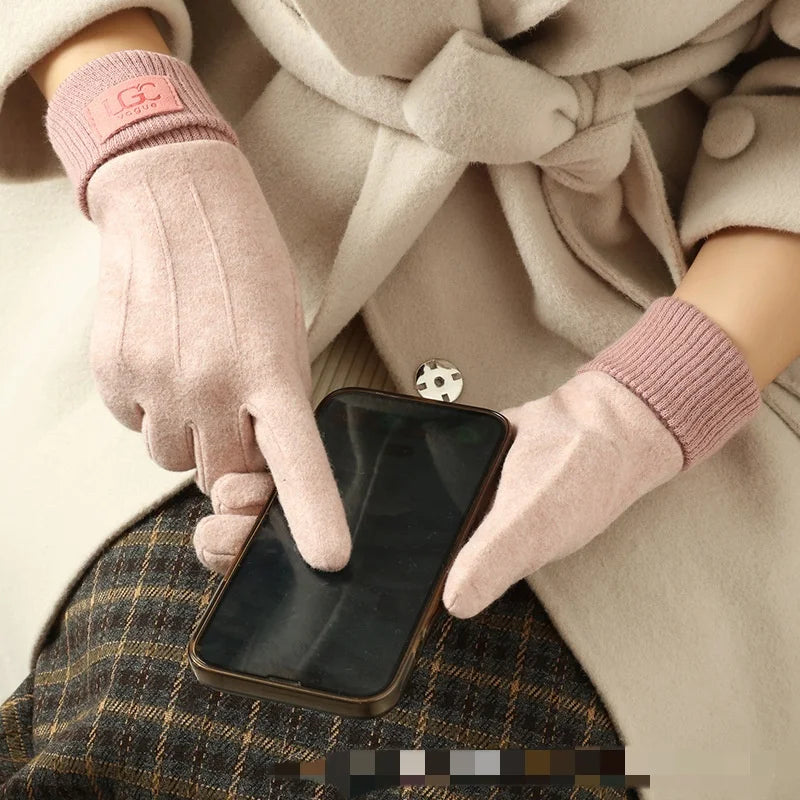 Touchscreen Handschoenen Wol Dames Winter Koudebestendig Lange Vingers Outdoor Fietsen Warm Fleece Wintersport | Sansoti