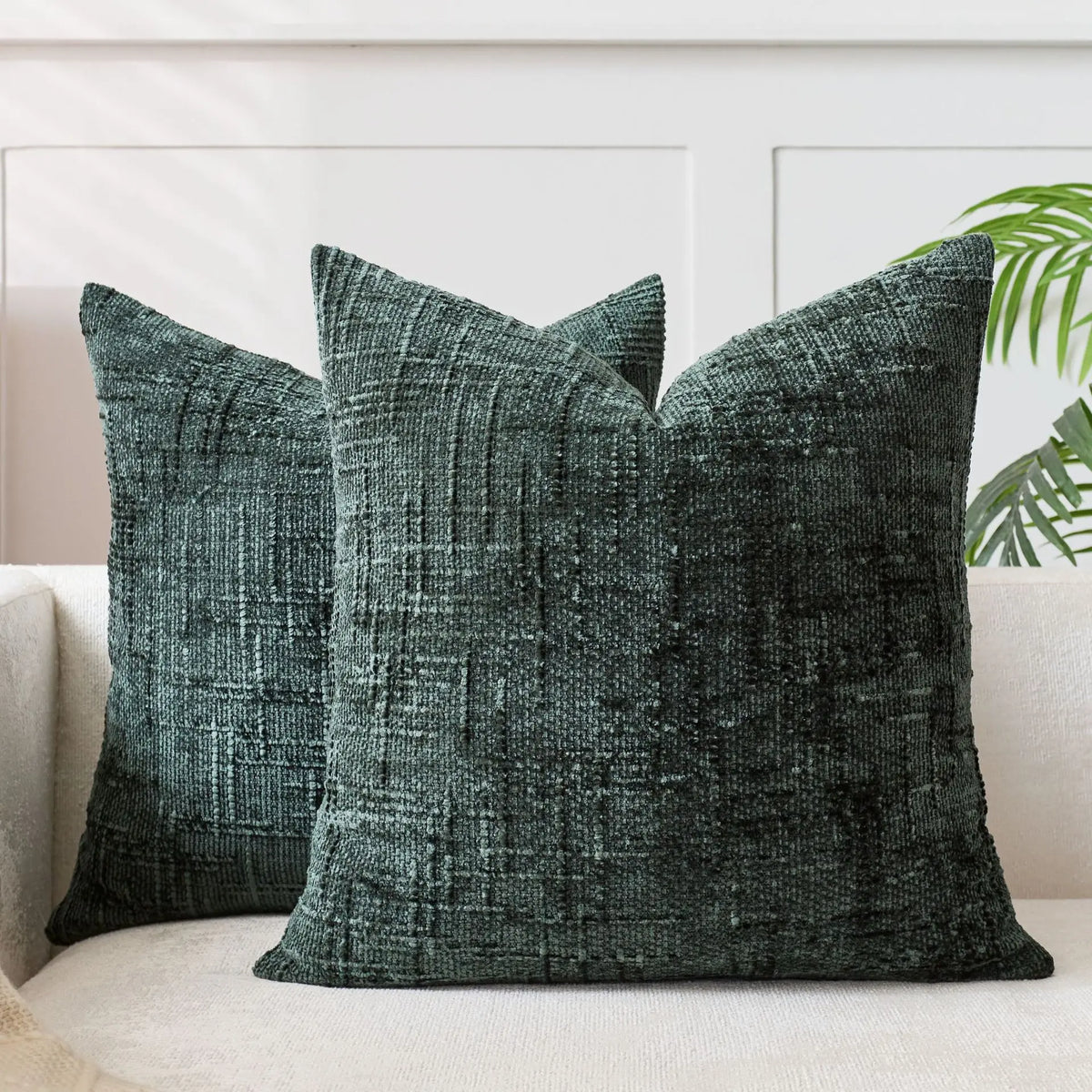 Housse de coussin en chenille, texture bambou, unie, 40, pour canapé et chambre | Sansoti