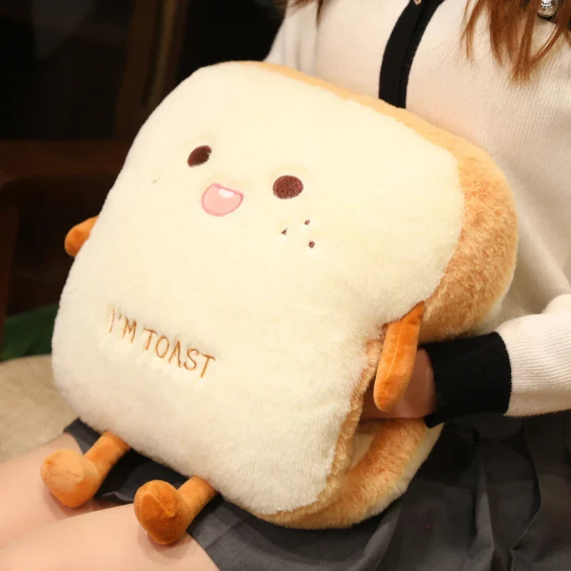 Coussin chauffe-mains Toast en peluche unisexe 35x40cm Chaleureux Chaleureux Décoratif Doux Confortable Salon Chambre | Sansoti
