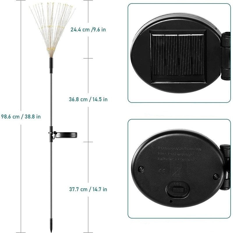 Solar-Feuerwerk Gartenlampe 120 LED | Wasserdicht IP65 | 8 Beleuchtungsmodi | Sansoti
