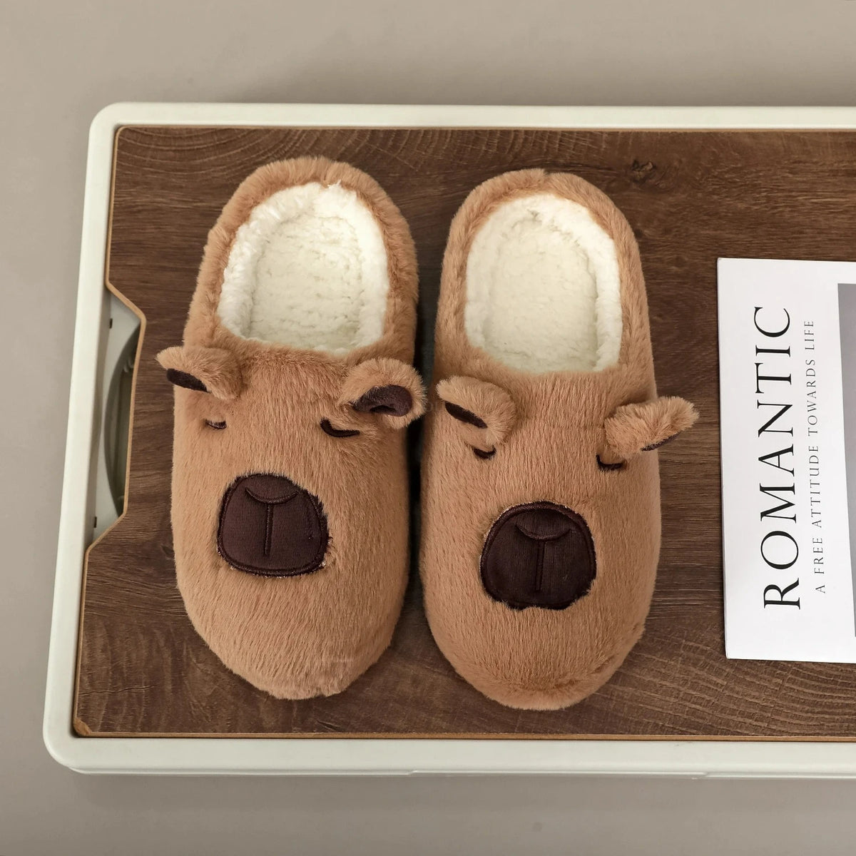 Warme Plüsch-Hausschuhe mit Capybara-Design Unisex für drinnen Leicht Komfortabel Rutschfest Winter | Sansoti