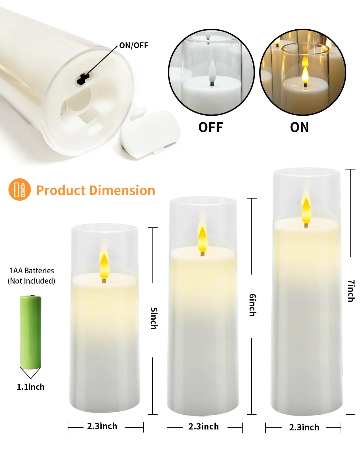 Flammenlose LED-Kerzenset 9 Stück Acryl Flackerlicht Stimmungslicht Dekoration Timer Fernbedienung | Sansoti
