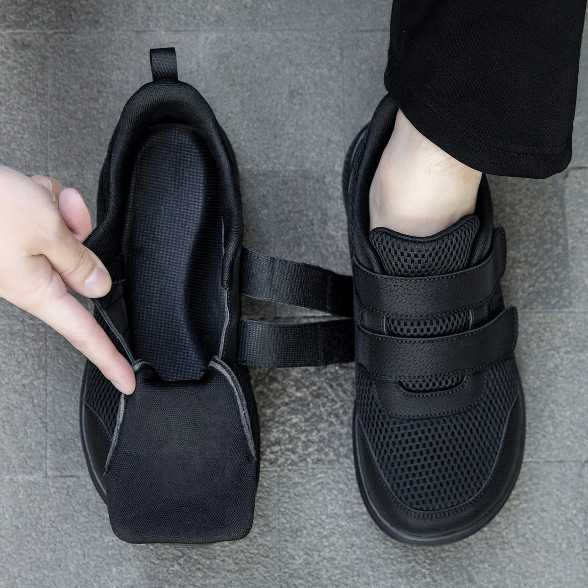 Verstellbare Wandersneaker, großzügige Passform, Klettverschluss, atmungsaktives Mesh, orthopädischer Komfort, für tägliches Wandern | Sansoti