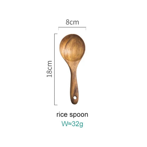 8-Piece Acacia Wood Cookware Set with Holder for the Kitchen | Sansoti