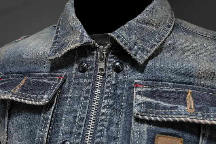 Vintage Denim Jacket Denim Gray Retro Women’s Men’s Jean Jacket Oversized Look for City Casual Daily Use | Sansoti