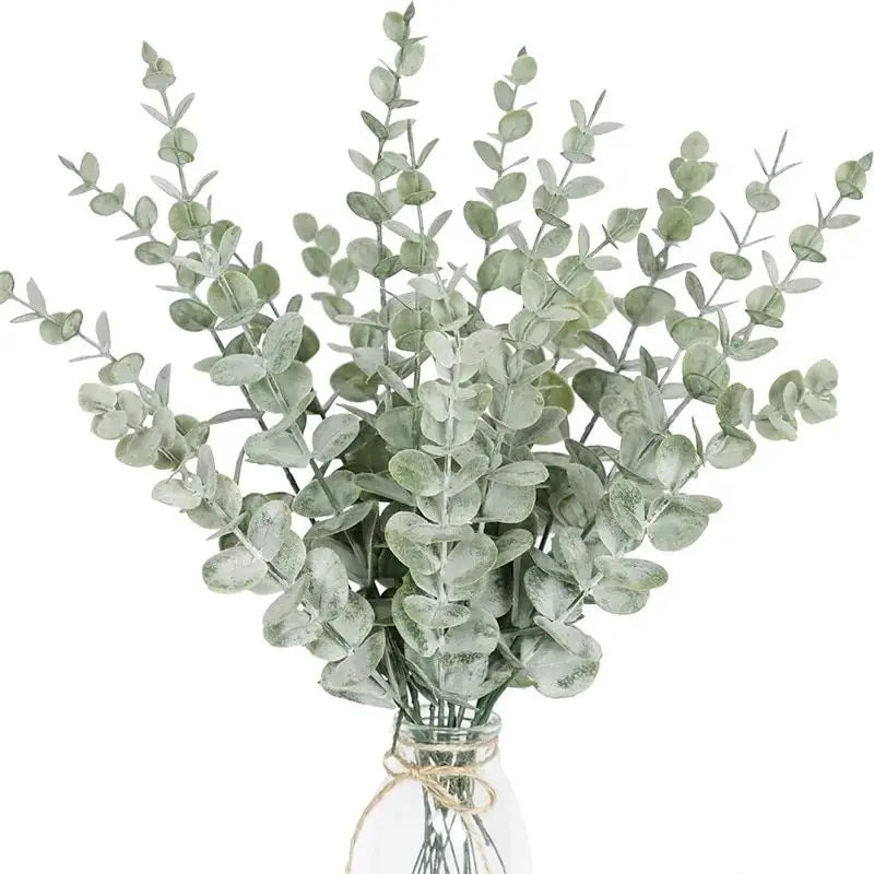 Kunstzweig Eukalyptus Grün Natur – Dekorativer künstlicher Eukalyptuszweig für Vase – Botanisches Arrangement Accessoire 41 cm | Sansoti
