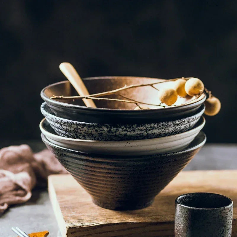 Ceramic ramen bowl 18 cm Japanese design soup bowl noodle bowl rice bowl tableware kitchen handmade | Sansoti