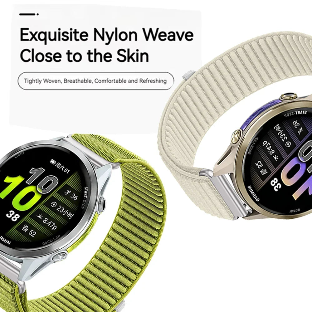 Ademend en verstelbaar nylon smartwatch-bandje van 21 cm voor sporthorloges, 20 mm en 22 mm, unisex polsband | Sansoti