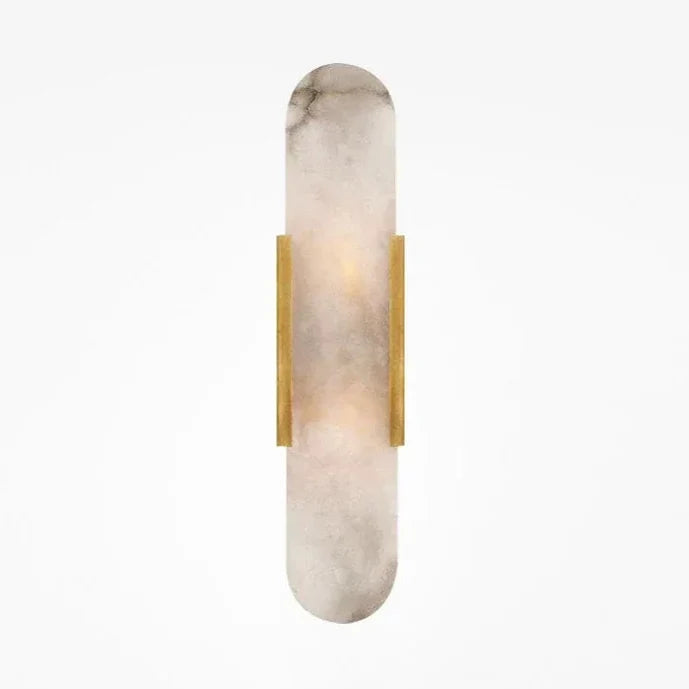 Wandlamp met Natuursteen en Metalen Kap Zwart Goud 35cm 50cm LED Verlichting voor Slaapkamer Woonkamer Interieur | Sansoti
