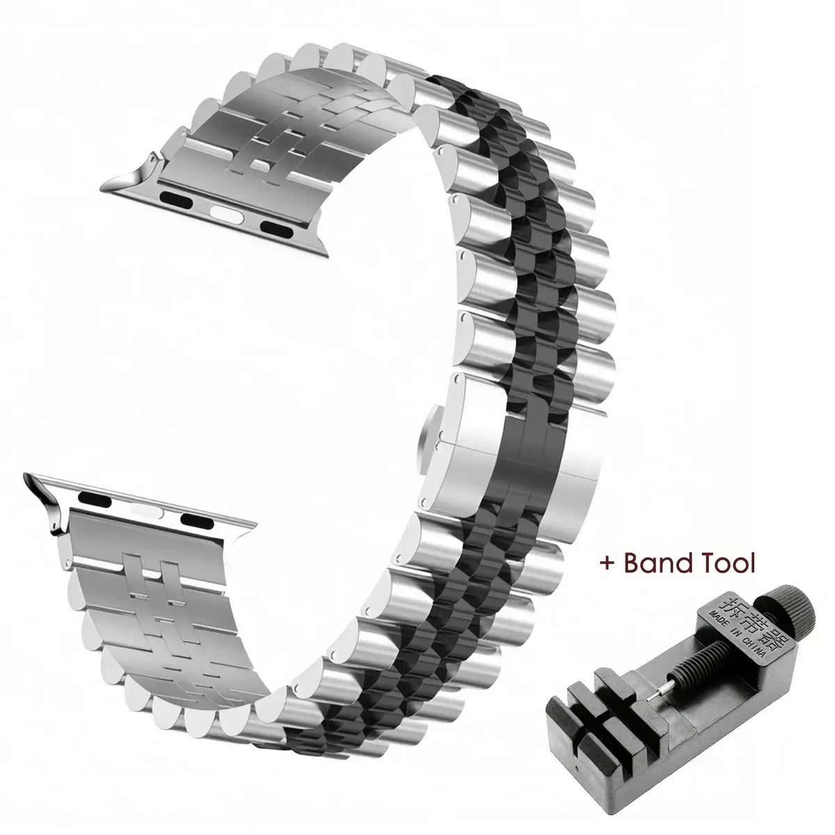 Verstelbaar smartwatch-bandje van roestvrij staal, metalen polsband, universeel, elegant ontwerp | Sansoti