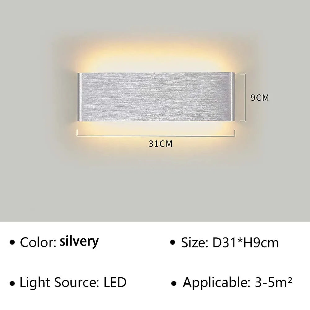 LED Wall Light Modern Aluminum Acrylic 30cm Warm White Black Gold Bedroom Hallway Bathroom Minimalist Design | Sansoti