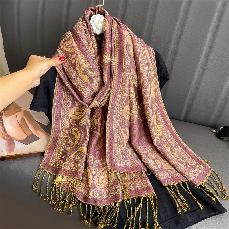 Pashmina Omslagdoek Kasjmier-look Dames 70x190cm Zachte Wintersjaal Vier Seizoenen Warm Foulard Elegante Sjaal | Sansoti